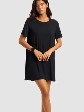 Cozy earth black  Bamboo Rib-Knit Boyfriend Sleep Dress size XL
